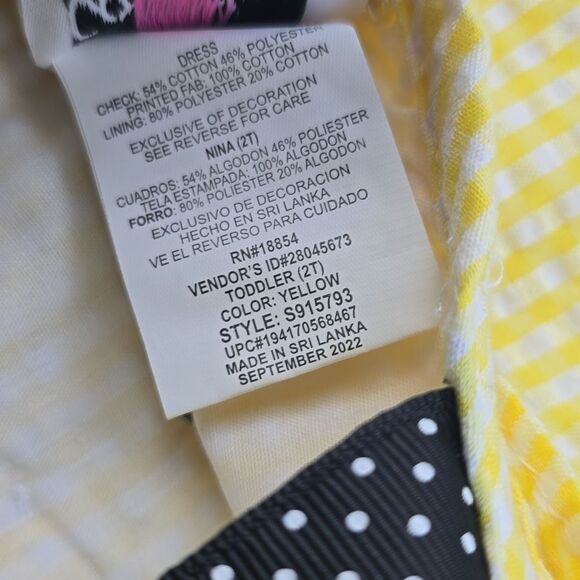 Counting‎ Daisies Toddler Girls Sleeveless Seersucker Bumble Bee Sun Dress Sz 2T - Picture 5 of 7